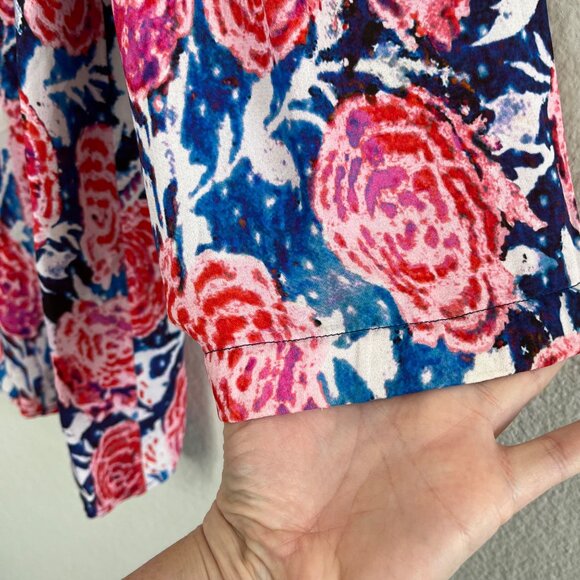 Fuzzi by jean paul gaultier Floral Print Off-Shoulder Chiffon Blouse 38 - Picture 8 of 13